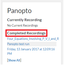 Completed Recordings